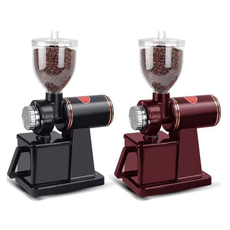 دو آسیاب قهوه برقی رومیزی در رنگهای مشکی و زرشکی