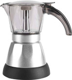 موکاپات برقی با بدنه نقرهای و پارچ شفاف، مناسب تهیه اسپرسو در خانه