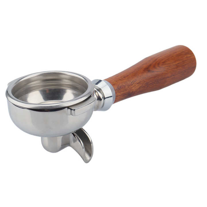 نمای کامل پرتافیلتر دسته چوبی مناسب باریستاها