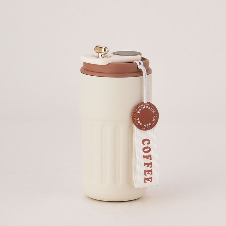 تراول ماگ کرم دماسنجدار با بند و رنگ سفید