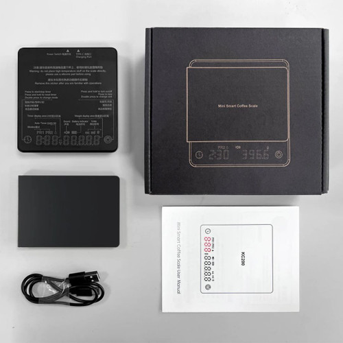 ترازوی دیجیتال قهوه KC200 با تایمر، کابل شارژ،دفترچه راهنما