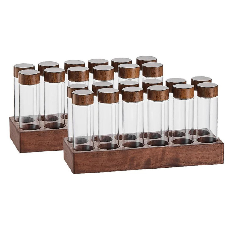 بطری شیشه ای دانه قهوه با طراحی کلاسیک و درب طرح چوب