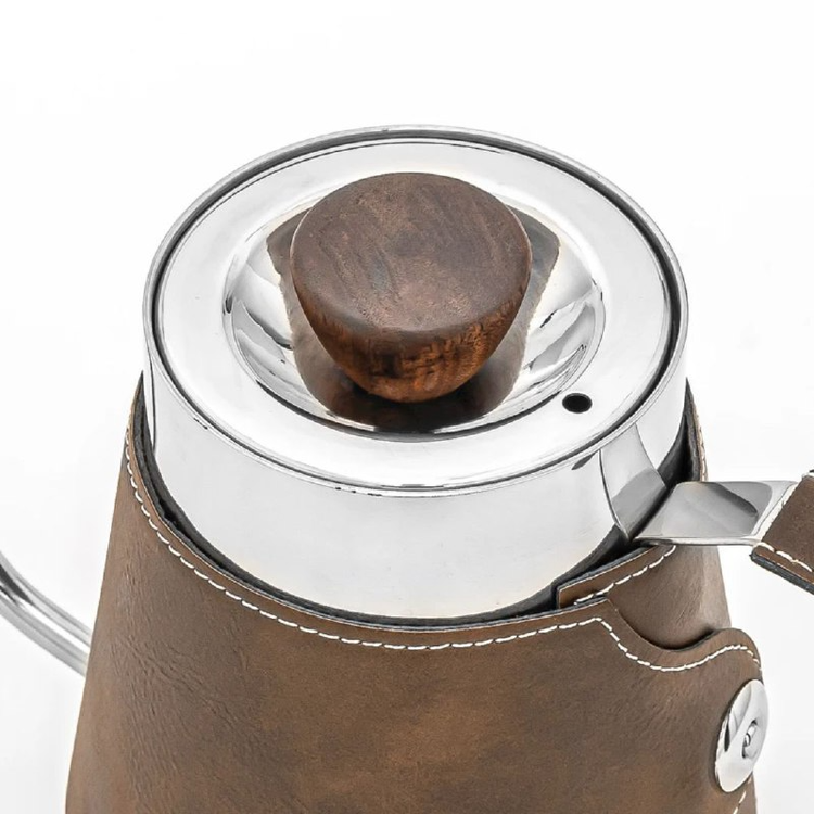 کتل قهوه دستی با دهانه گوزنگ وروکش چرمی