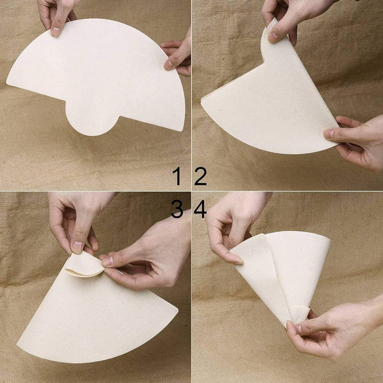 آموزش تا کردن فیلتر کاغذی نیم دایره مخصوص دم آوری قهوه در کمکس 3کاپ