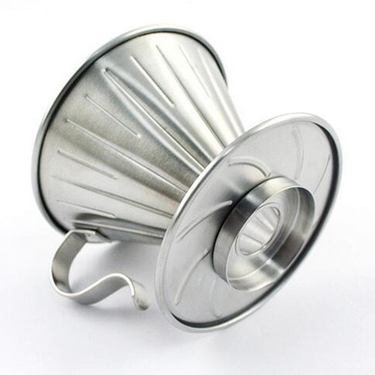 V60 فلزی 3کاپ افتاده به پهلو از نمای ته فلزی