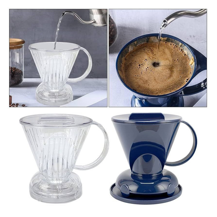 نمایش 4 عکس قهوه ساز شفاف و مات مشکی درحال دم آوری