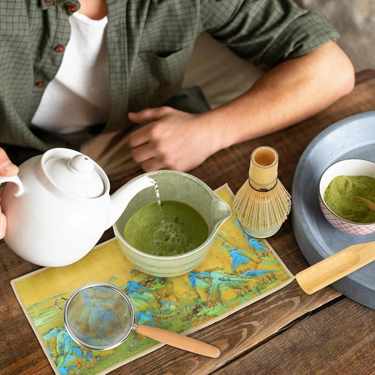 نمایش دم آوری چای ماچا ست ۷ تکه بامبو ژاپنی