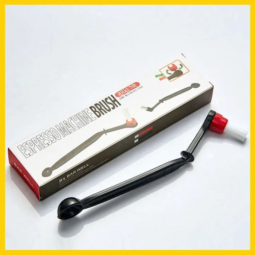 فرچه مسواکی مخصوص تمیزکردن دستگاه اسپرسوساز کنار جعبه